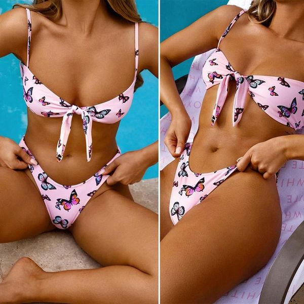 women's split bikini ladies swimsuit butterfly print knotted set pink swimwear, White;black
women's split bikini ladies swimsuit butterfly print knotted set pink swimwear, White;black