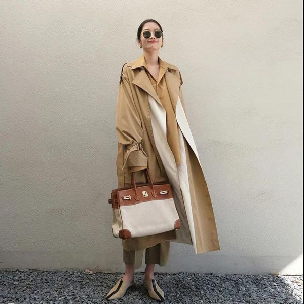women's trench coats woman windbreaker coat split retro british style spring autumn long korean preppy 2021 fashion loose women oversiz, Tan;black
women's trench coats woman windbreaker coat split retro british style spring autumn long korean preppy 2021 fashion loose women oversiz, Tan;black