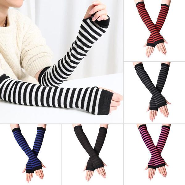 fashion women's long glove fingerless arm cover classic black and white striped wristband mittens warmer disposable gloves
fashion women's long glove fingerless arm cover classic black and white striped wristband mittens warmer disposable gloves