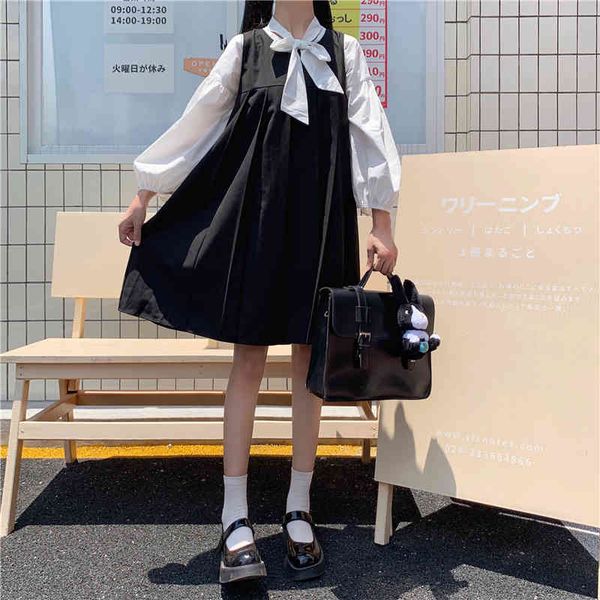 skirts autumn girl women preppy-style lace up sweaters bow collar buckled strap sweet female dress, Black
skirts autumn girl women preppy-style lace up sweaters bow collar buckled strap sweet female dress, Black