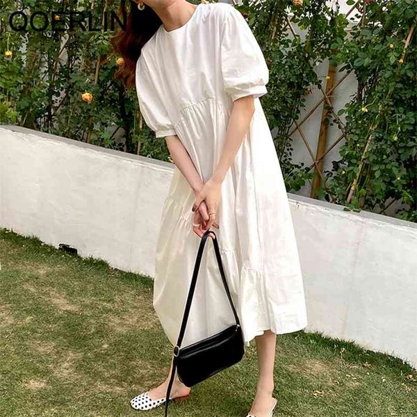 chic french style elegance round neck puff sleeve loose irregular pleated dress plain short summer white 210601, Black;gray
chic french style elegance round neck puff sleeve loose irregular pleated dress plain short summer white 210601, Black;gray