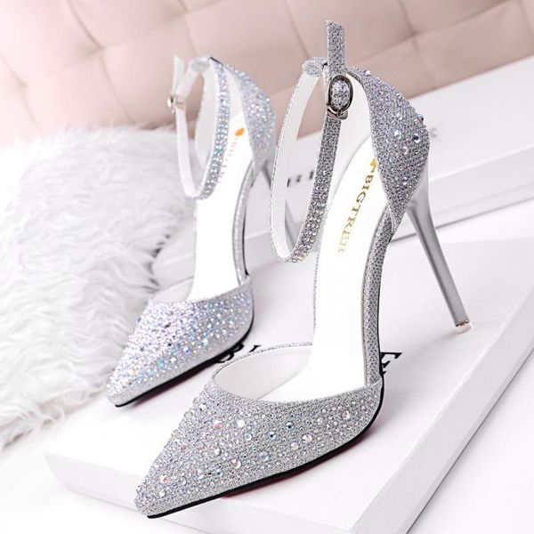 design luxury crystal bridal wedding pumps women fashion buckle strap sandals thin high heels pointed toe ladies shoes dress, Black
design luxury crystal bridal wedding pumps women fashion buckle strap sandals thin high heels pointed toe ladies shoes dress, Black
