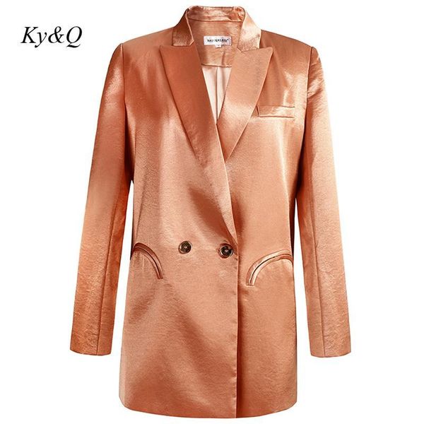 women's suits & blazers solid color satin double-breasted brown deep v neck medium long suit coat women chic arc pocket blazer 2021 spr, White;black
women's suits & blazers solid color satin double-breasted brown deep v neck medium long suit coat women chic arc pocket blazer 2021 spr, White;black