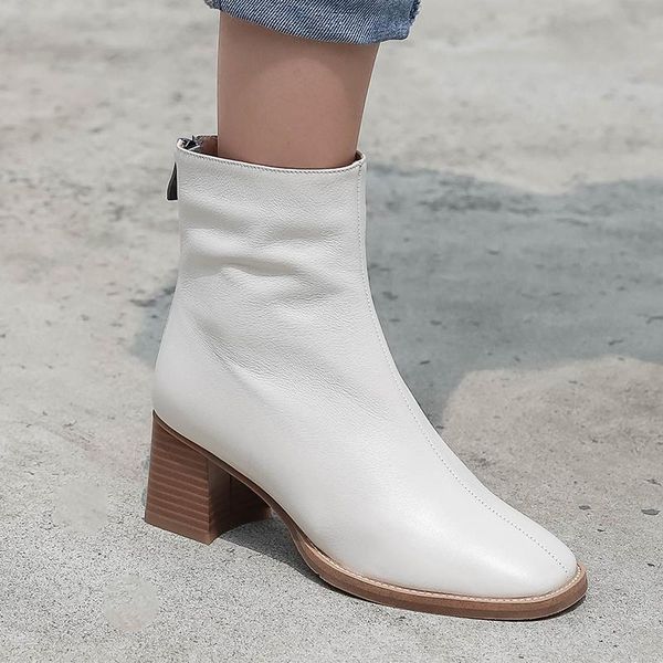 boots mezereon modern ankle genuine leather women zipper shoes elegant white simple style med heels 6 cm tpr bottom, Black
boots mezereon modern ankle genuine leather women zipper shoes elegant white simple style med heels 6 cm tpr bottom, Black