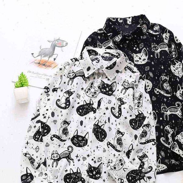 women shirt woman autumn fashion long sleeved art cat print casual loose wild small fresh temperament student ropa mujer 30, White
women shirt woman autumn fashion long sleeved art cat print casual loose wild small fresh temperament student ropa mujer 30, White