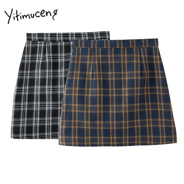 yitimuceng plaid skirt women zipper mini high waist a-line clothing spring summer korean fashion preppy style skirts 210601, Black
yitimuceng plaid skirt women zipper mini high waist a-line clothing spring summer korean fashion preppy style skirts 210601, Black