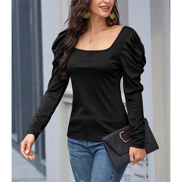 women's t-shirt spring and autumn square neck puff sleeve fashion slim solid color ol wx168, White
women's t-shirt spring and autumn square neck puff sleeve fashion slim solid color ol wx168, White