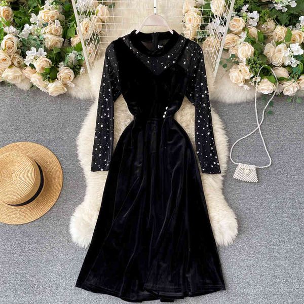 two piece dress foamlina shinning star mesh patchwork sleeved women dress autumn fashion slim a-line velvet elegant lady black par, White
two piece dress foamlina shinning star mesh patchwork sleeved women dress autumn fashion slim a-line velvet elegant lady black par, White