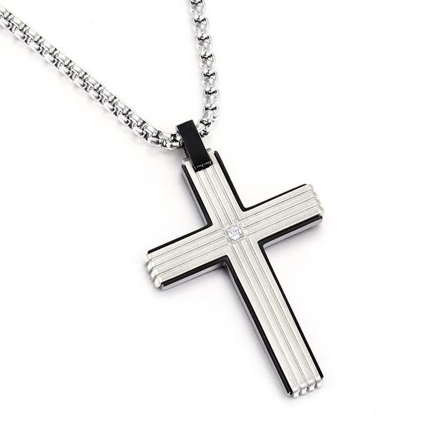 pendant necklaces fashion women men male crystal cross color black titanium steel dark knight zirconia necklace jewelry, Silver
pendant necklaces fashion women men male crystal cross color black titanium steel dark knight zirconia necklace jewelry, Silver