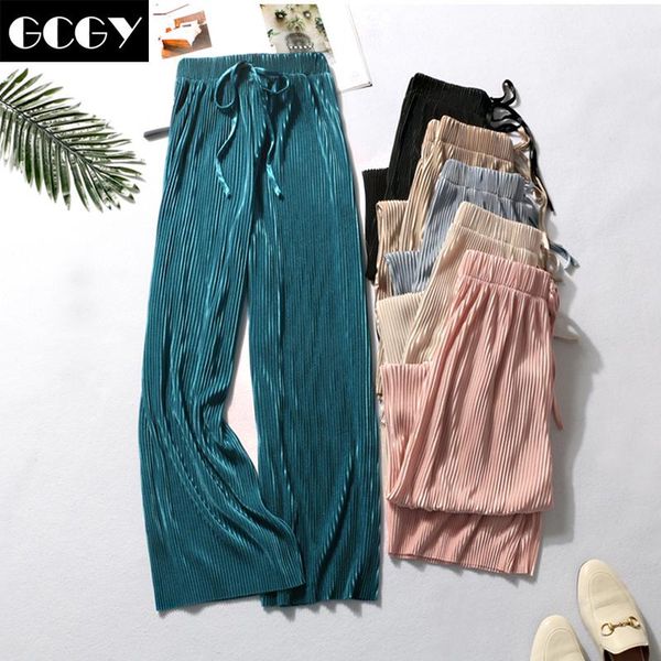 summer wide leg pants for women casual elastic high waist 2021 fashion loose long pleated pant trousers femme women's & capris, Black;white
summer wide leg pants for women casual elastic high waist 2021 fashion loose long pleated pant trousers femme women's & capris, Black;white