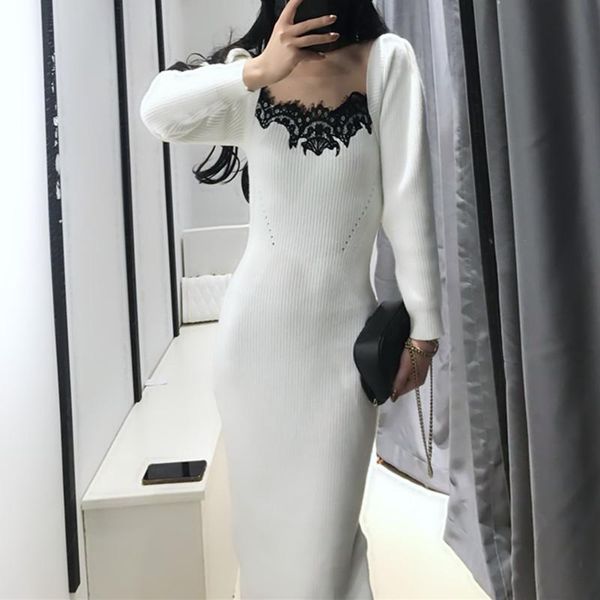 casual dresses european knitted dress women's bubble sleeve lace stitching one line collar slim goddess fan star, Black;gray
casual dresses european knitted dress women's bubble sleeve lace stitching one line collar slim goddess fan star, Black;gray