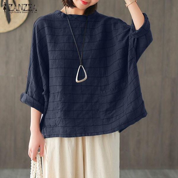 women's blouses & shirts zanzea 2021 stylish spring blouse o neck tunic casual long sleeve blusas female check plus size plaid 5xl, White
women's blouses & shirts zanzea 2021 stylish spring blouse o neck tunic casual long sleeve blusas female check plus size plaid 5xl, White