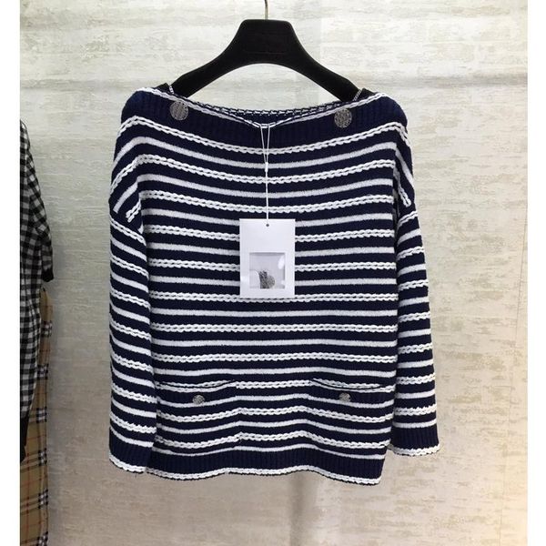women's sweaters 4.27 european tide contrast color patchwork striped button decoration slash neck long sleeve loose knitted pullover wo, White;black
women's sweaters 4.27 european tide contrast color patchwork striped button decoration slash neck long sleeve loose knitted pullover wo, White;black