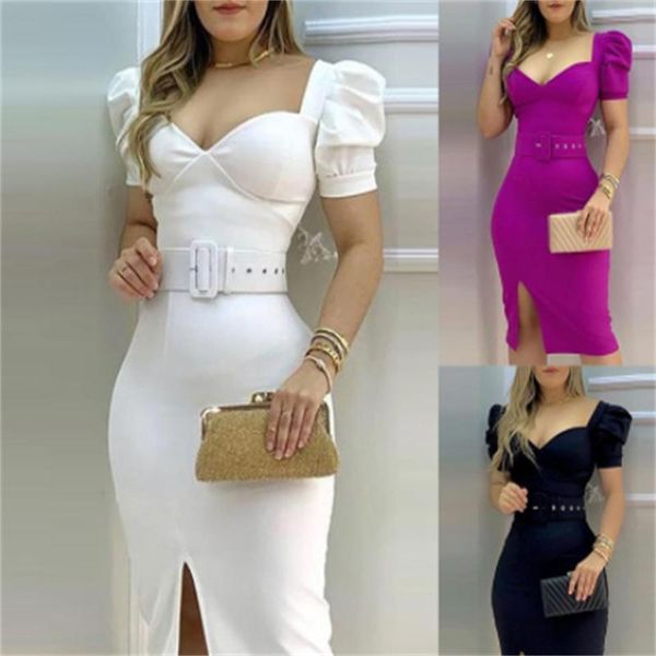 casual dresses women skinny bodydon dress with belt ladies elegant short puff sleeve v neck high waist split pencil, Black;gray
casual dresses women skinny bodydon dress with belt ladies elegant short puff sleeve v neck high waist split pencil, Black;gray