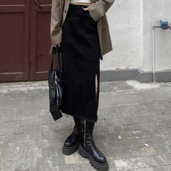 skirts vintage women denim chic harakuku side-slit design fashion ladies streetwear all-match spring basic empire mujer faldas, Black
skirts vintage women denim chic harakuku side-slit design fashion ladies streetwear all-match spring basic empire mujer faldas, Black