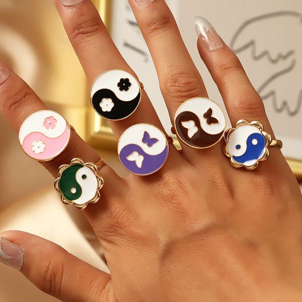 vintage yin and yang taichi colorful round rings for woman fashion geometric butterfly flower opening adjustable rings, Silver
vintage yin and yang taichi colorful round rings for woman fashion geometric butterfly flower opening adjustable rings, Silver
