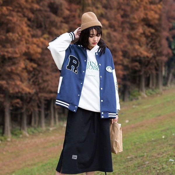 women's jackets 2021 spring autumn blue white baseball uniform neutral japan street loose contrast color cardigan style jacket preppy w, Black;brown
women's jackets 2021 spring autumn blue white baseball uniform neutral japan street loose contrast color cardigan style jacket preppy w, Black;brown