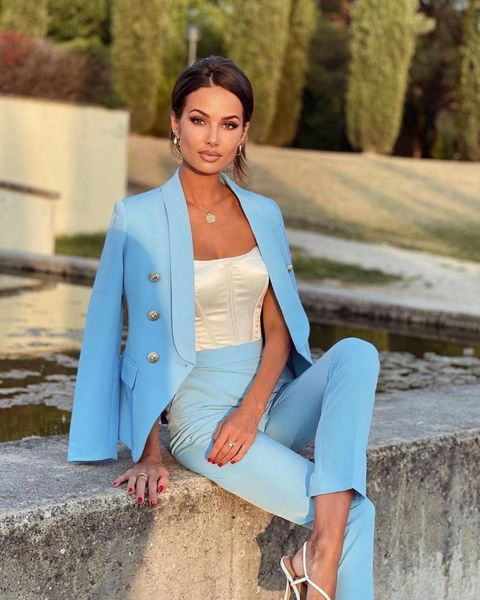 women's two piece pants fashion 2021 designer blazer suit set career classic shawl collar lion buttons double breasted, White
women's two piece pants fashion 2021 designer blazer suit set career classic shawl collar lion buttons double breasted, White