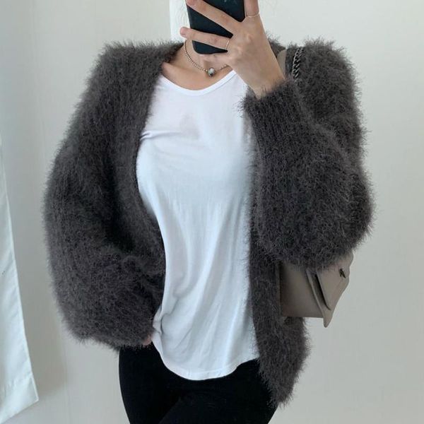 women's knits & tees women cardigan 2021 autumn korea fashion retro loose solid color plush warm long sleeve knit cardigans sweater jac, White
women's knits & tees women cardigan 2021 autumn korea fashion retro loose solid color plush warm long sleeve knit cardigans sweater jac, White