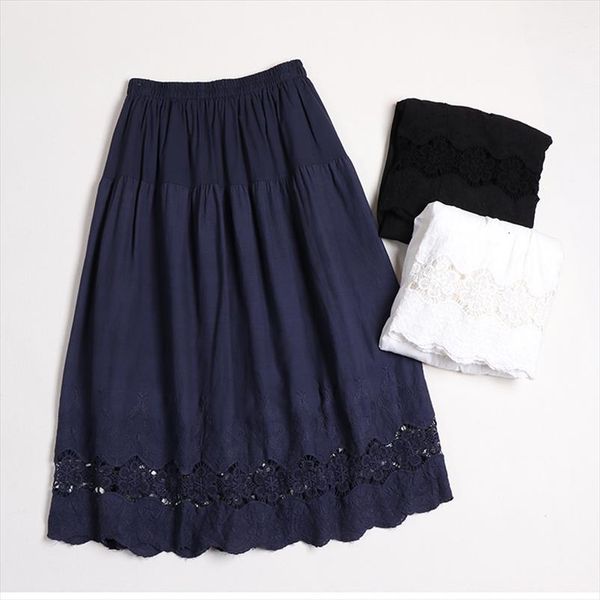 japan style mori girl womens skirt cotton hollow out elastic waist embroidered hem loose solid color skirts women, Black
japan style mori girl womens skirt cotton hollow out elastic waist embroidered hem loose solid color skirts women, Black