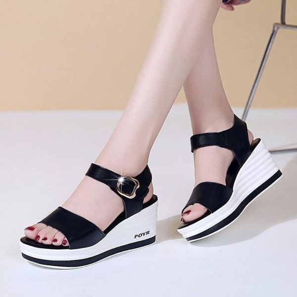summer genuine leather women's wedges sandals white black classic ankle strap platform ladies shoes
summer genuine leather women's wedges sandals white black classic ankle strap platform ladies shoes