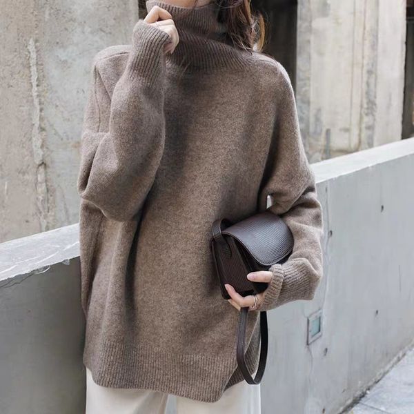 sweater knit high neck solid color imitation cashmere women's thickened loose pullover lazy style ted large bottomed shirt, White;black
sweater knit high neck solid color imitation cashmere women's thickened loose pullover lazy style ted large bottomed shirt, White;black