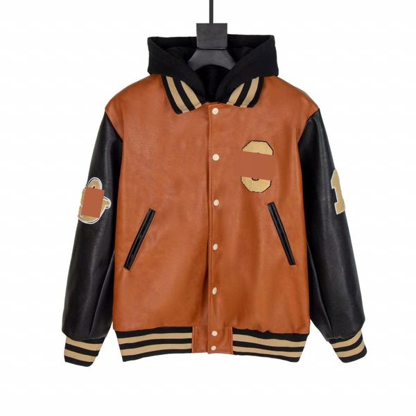 men's hoodie women's vintage pitted leather and fake two patchwork baseball jacketsfall winter casual fashion famous brand hoodie, Black
men's hoodie women's vintage pitted leather and fake two patchwork baseball jacketsfall winter casual fashion famous brand hoodie, Black