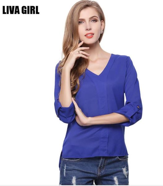 women's blouses & shirts sale liva girl women 2021 long sleeve v-neck collar office chiffon blouse shirt casual, White 
women's blouses & shirts sale liva girl women 2021 long sleeve v-neck collar office chiffon blouse shirt casual, White