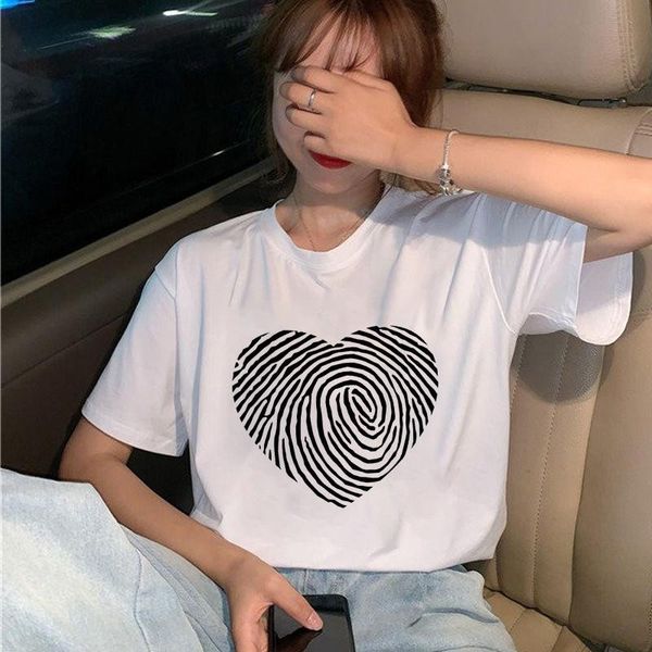 women's t-shirt fingerprint print woman summer fashion short sleeve graphic harajuku retro grunge women, White
women's t-shirt fingerprint print woman summer fashion short sleeve graphic harajuku retro grunge women, White