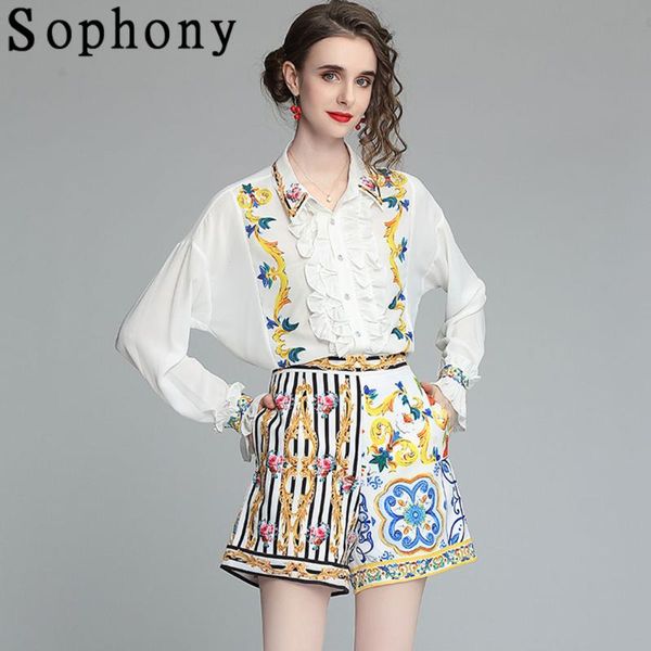 women's tracksuits autumn runway elegant flower print shorts suits set female flare sleeve ruffled shirt and stripe pocket two piece s5, Gray
women's tracksuits autumn runway elegant flower print shorts suits set female flare sleeve ruffled shirt and stripe pocket two piece s5, Gray