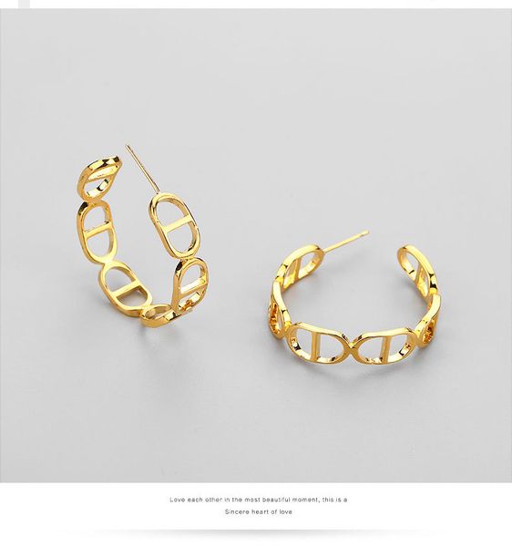 s925 stud pure copper simple hollow indifference korean temperament net red earrings, Golden;silver
s925 stud pure copper simple hollow indifference korean temperament net red earrings, Golden;silver