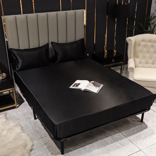 fitted sheet queen size black color satin silk bed linen with elastic single/king on (no case) sheets & sets
fitted sheet queen size black color satin silk bed linen with elastic single/king on (no case) sheets & sets