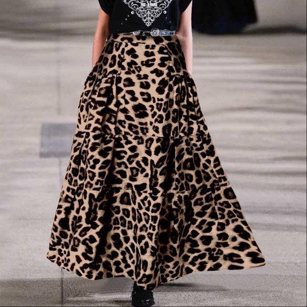 s women skirt 5xl womenskirt casual high waist leopard print pleated vonda female loose party long skirts plus size, Black
s women skirt 5xl womenskirt casual high waist leopard print pleated vonda female loose party long skirts plus size, Black