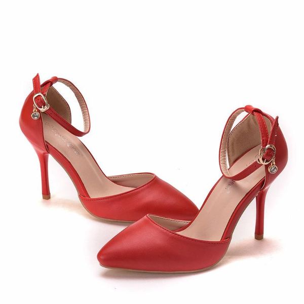dress shoes csbl large size high heels 9cm thin heel pointed sandals with red bride, Black
dress shoes csbl large size high heels 9cm thin heel pointed sandals with red bride, Black