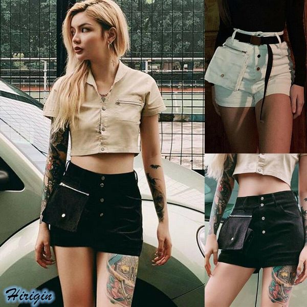 women's shorts summer women solid casual 2021 high waist multifunction pockets, White;black
women's shorts summer women solid casual 2021 high waist multifunction pockets, White;black