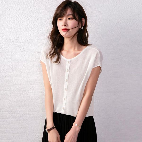 women's sweaters 2021 summer ladies thin pearl crew neck pullover loose linen sweater short-sleeved women, White;black
women's sweaters 2021 summer ladies thin pearl crew neck pullover loose linen sweater short-sleeved women, White;black
