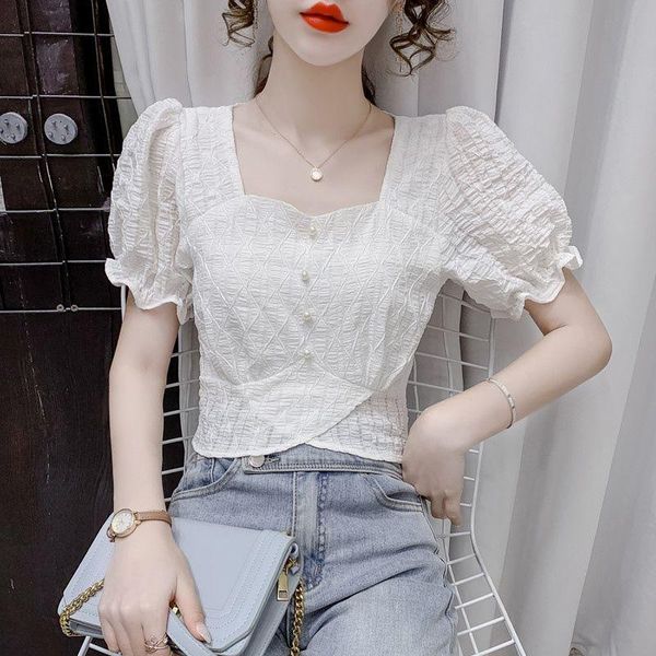women's blouses & shirts puff sleeve square neck chiffon shirt 2021 summer style korean waist was thin and western all-match blouse wom, White
women's blouses & shirts puff sleeve square neck chiffon shirt 2021 summer style korean waist was thin and western all-match blouse wom, White