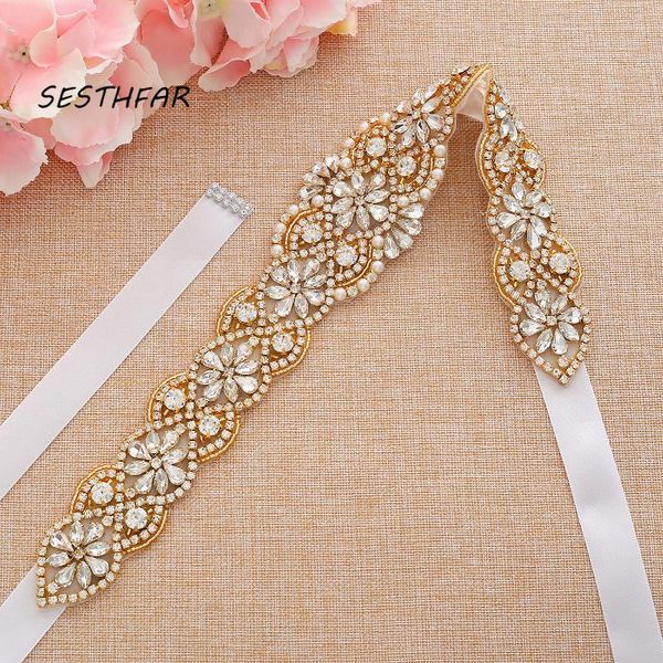 wedding sashes sesthfar pearls belt rhinestones bridal handmade gold crystal for dress, White
wedding sashes sesthfar pearls belt rhinestones bridal handmade gold crystal for dress, White