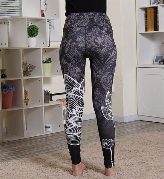 women's leggings fashion women bandage floral printing summer high waist fitness casual stretch trousers, Black
women's leggings fashion women bandage floral printing summer high waist fitness casual stretch trousers, Black