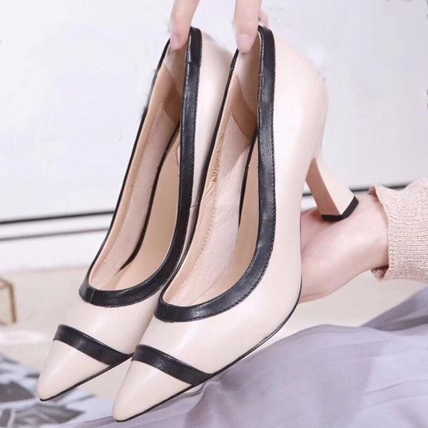 dress shoes genuine leather office square heels 2021 fashion designer pumps for women pointed toe shallow ladies shoe, Black
dress shoes genuine leather office square heels 2021 fashion designer pumps for women pointed toe shallow ladies shoe, Black