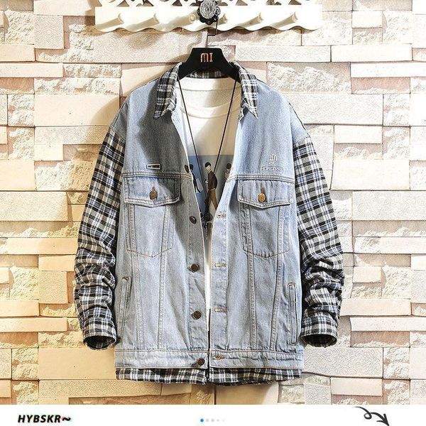 hybskr harajuku plaid sleeve fake 2pcs men denim jackets 2021 autumn streetwear man casual jacket plus size male outwear men's, Black;brown
hybskr harajuku plaid sleeve fake 2pcs men denim jackets 2021 autumn streetwear man casual jacket plus size male outwear men's, Black;brown