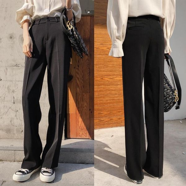 women's pants & capris straight fit trouser pull-on office lady work wear high waist trousers, Black;white
women's pants & capris straight fit trouser pull-on office lady work wear high waist trousers, Black;white