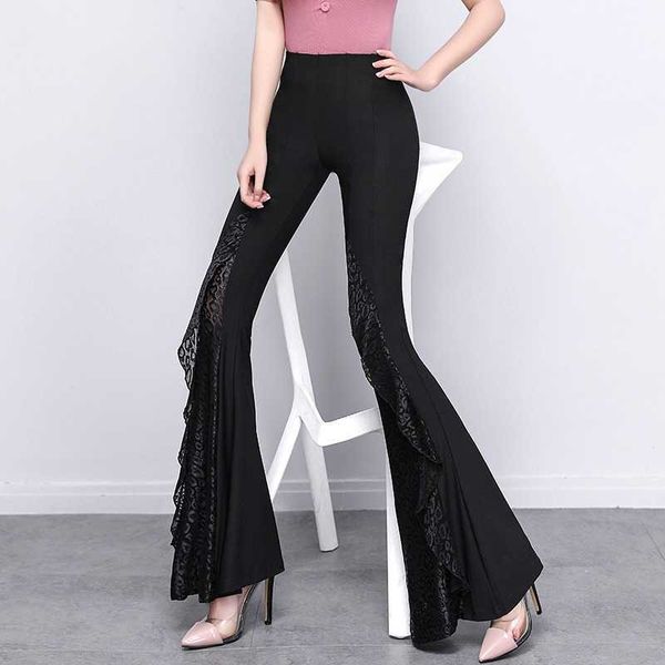 slim vintage plus size high waist black lace flare pants women fashion chic wild mermaid ruffled pantalones mujer patchwork 210610, Black;white
slim vintage plus size high waist black lace flare pants women fashion chic wild mermaid ruffled pantalones mujer patchwork 210610, Black;white