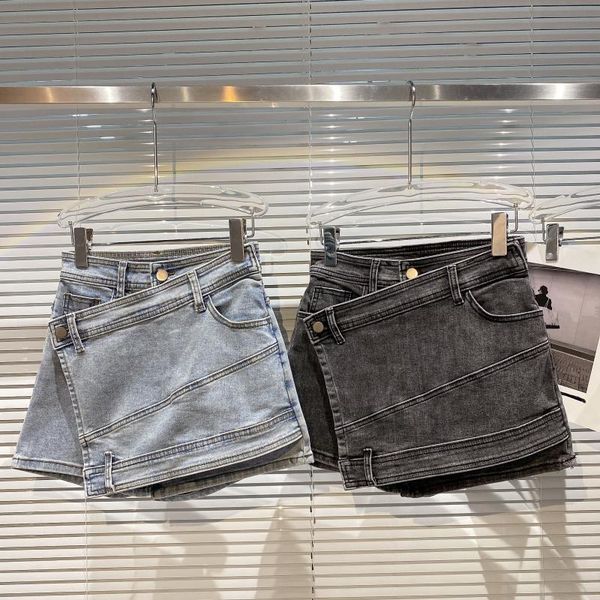 women's shorts folding denim skirt women 2021 summer cross design street wash slim jeans, White;black
women's shorts folding denim skirt women 2021 summer cross design street wash slim jeans, White;black