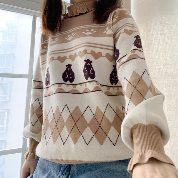 women's sweaters 2021cute claw attack cartoon sweater autumn and winter japanese soft girl high neck long sleeve bottoming mori, White;black
women's sweaters 2021cute claw attack cartoon sweater autumn and winter japanese soft girl high neck long sleeve bottoming mori, White;black