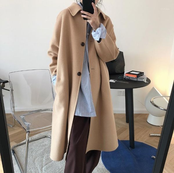 women's wool & blends 2021 vintage warm single breasted long woolen coat women clothes winter coats jacket female double sides cashmere, Black
women's wool & blends 2021 vintage warm single breasted long woolen coat women clothes winter coats jacket female double sides cashmere, Black