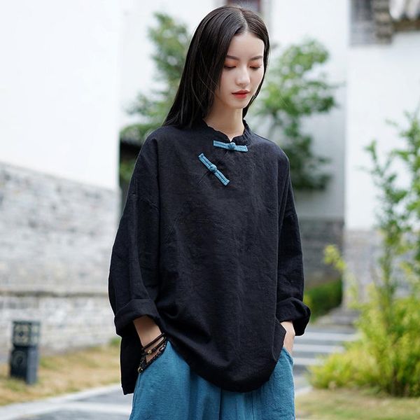ethnic clothing 2021 women linen ladies' simple retro loose large color matching coil button cotton shirt chinese style, Red
ethnic clothing 2021 women linen ladies' simple retro loose large color matching coil button cotton shirt chinese style, Red