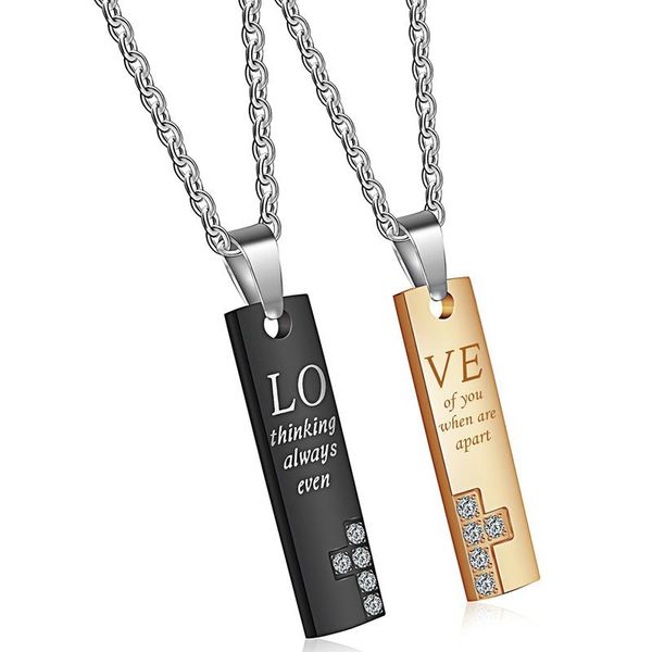 pendant necklaces stainless steel couple elongated cross necklace gold black titanium valentine's day gift jewelry, Silver
pendant necklaces stainless steel couple elongated cross necklace gold black titanium valentine's day gift jewelry, Silver