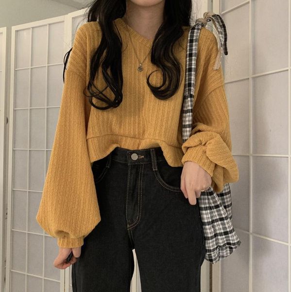 women's sweaters 2021 autumn women korean chic v-neck long-sleeved short pullovers female vintage knitted jumpers clothes, White;black
women's sweaters 2021 autumn women korean chic v-neck long-sleeved short pullovers female vintage knitted jumpers clothes, White;black