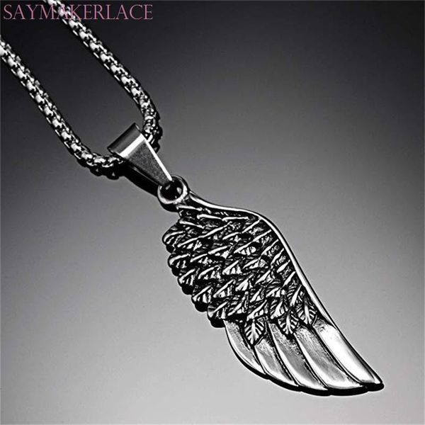pendant necklaces tide male rock fashion angel wing necklace men's titanium steel party accessories, Silver
pendant necklaces tide male rock fashion angel wing necklace men's titanium steel party accessories, Silver
